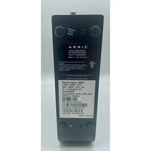 ARRIS Surfboard DOCSIS 3.0 Cable Modem & Wi-Fi Router AC1900 SBG6950AC2 - Picture 4 of 7